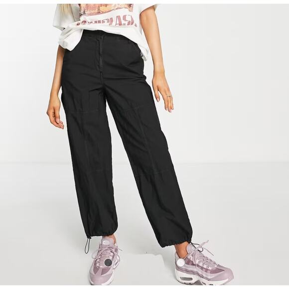 new Topshop pull on black cargo pants size 4 - Picture 1 of 7